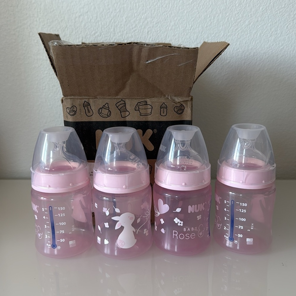 NUK Smooth Flow Anti Colic Baby Bottles - Pack of 4, 5Oz